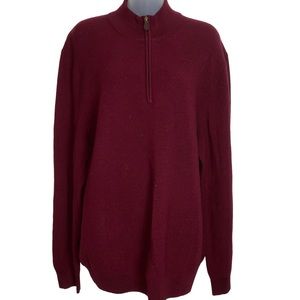 Brooks Brothers 100% merino wool maroon red quarter zip sweater